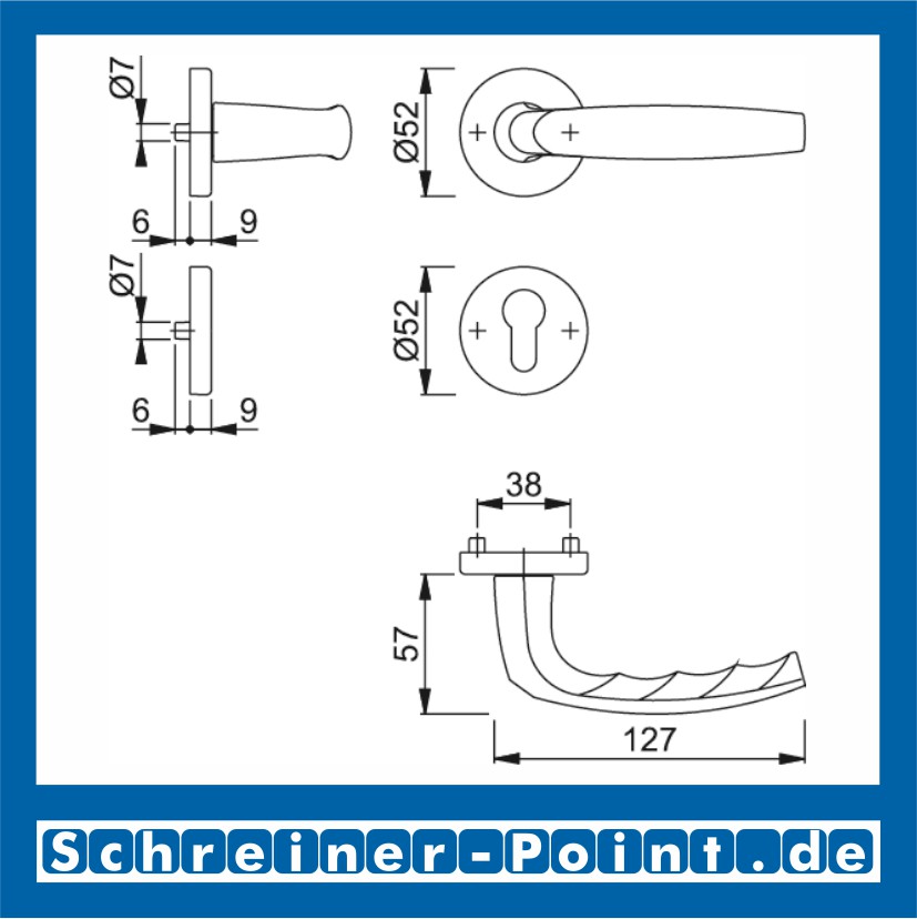 Hoppe Atlanta Aluminium Rosettengarnitur F1 Natur 1530/42KV/42KVS, 2791221, 2320913, 2791264, 2791301, 2409791, 2791547